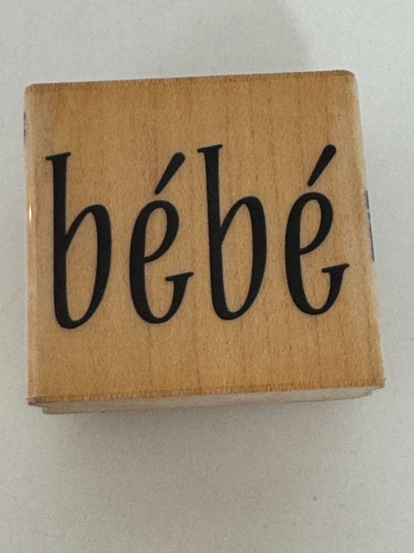 Stampabilities Rubber Stamp Bebe French Baby Word Card Making Wood Mounted Craft