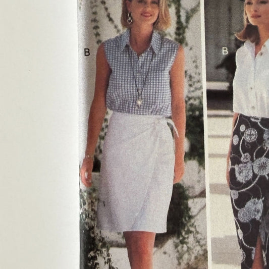 Butterick Sewing Pattern 6707 90s Vintage Wrap Skirt Shirt Minimalist Office Core Uncut 14-18