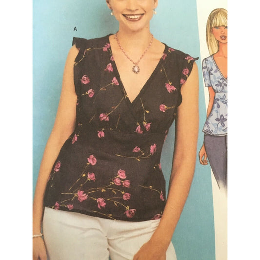 Butterick 3385 Sewing Pattern Misses Pullover Tops Semi-Fitted Sz 6 8 10 Uncut