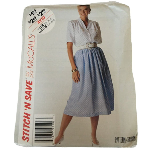 McCalls Sewing Pattern 4719 Blouse Skirt Outfit Shirt Stitch N Save UC 14 16 18