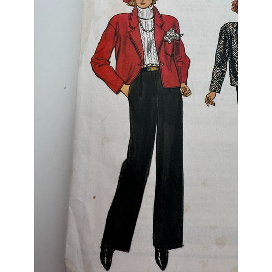 Vogue Sewing Pattern 9386 Misses Jacket Skirt Pants 1980s Fashion 14 16 18 Uncut