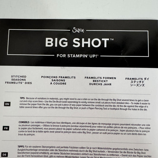 Sizzix Big Shot Stitched Seasons Framelits Dies Flowers Frames Leaf Stampin Up