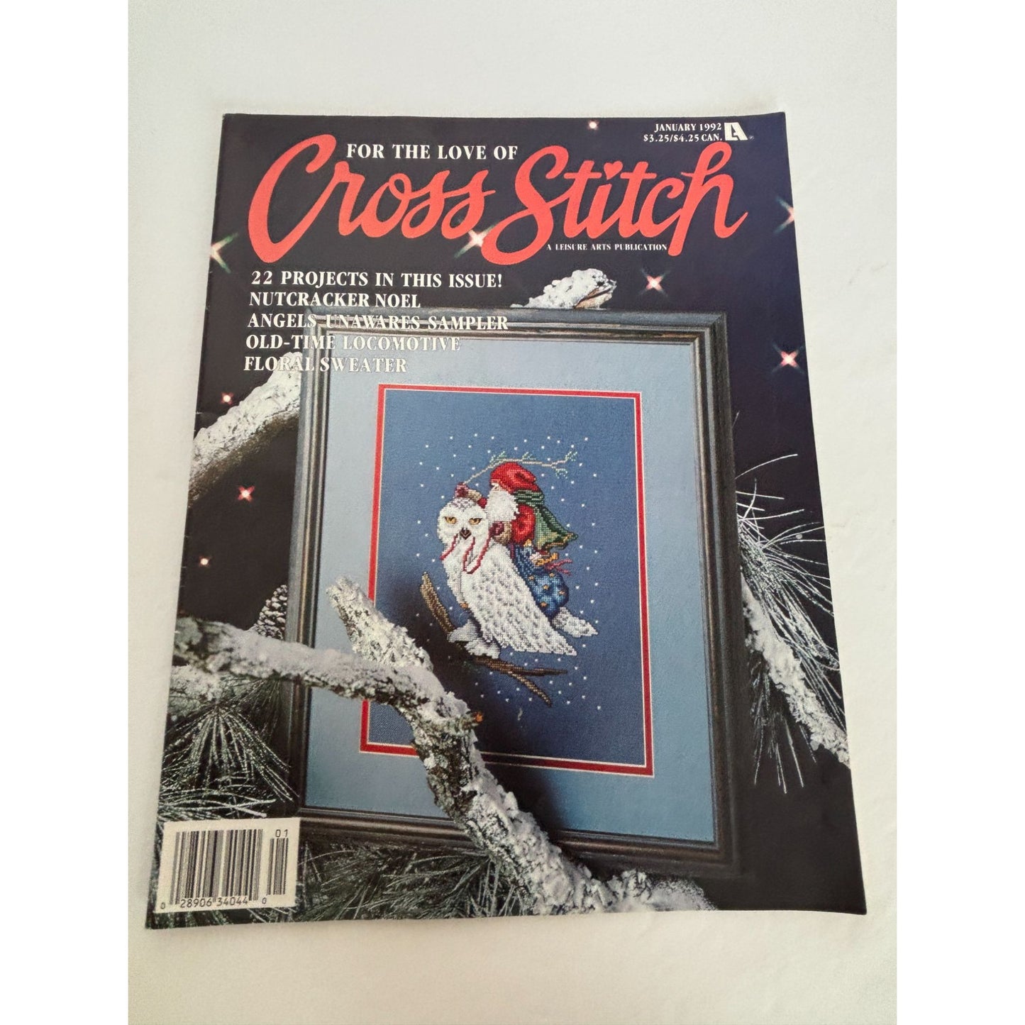 For The Love of Cross Stitch Magazine January 1992 Cat Mother Christmas Santa