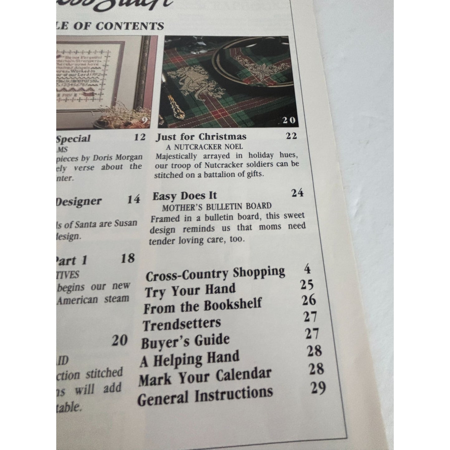 For The Love of Cross Stitch Magazine January 1992 Cat Mother Christmas Santa