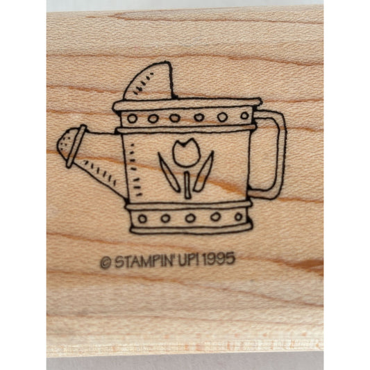Stampin Up Rubber Stamp Watering Can Spring Garden Gardener Tulip Flower Craft Cardmaking