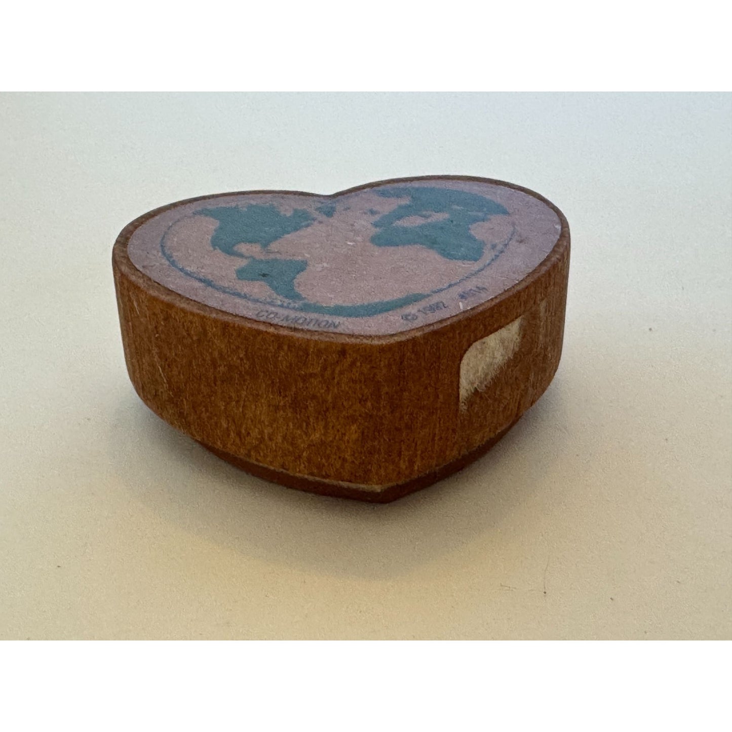 Co-Motion Wood Rubber Stamp Heart Shape World Map Globe Planet Earth Card Making