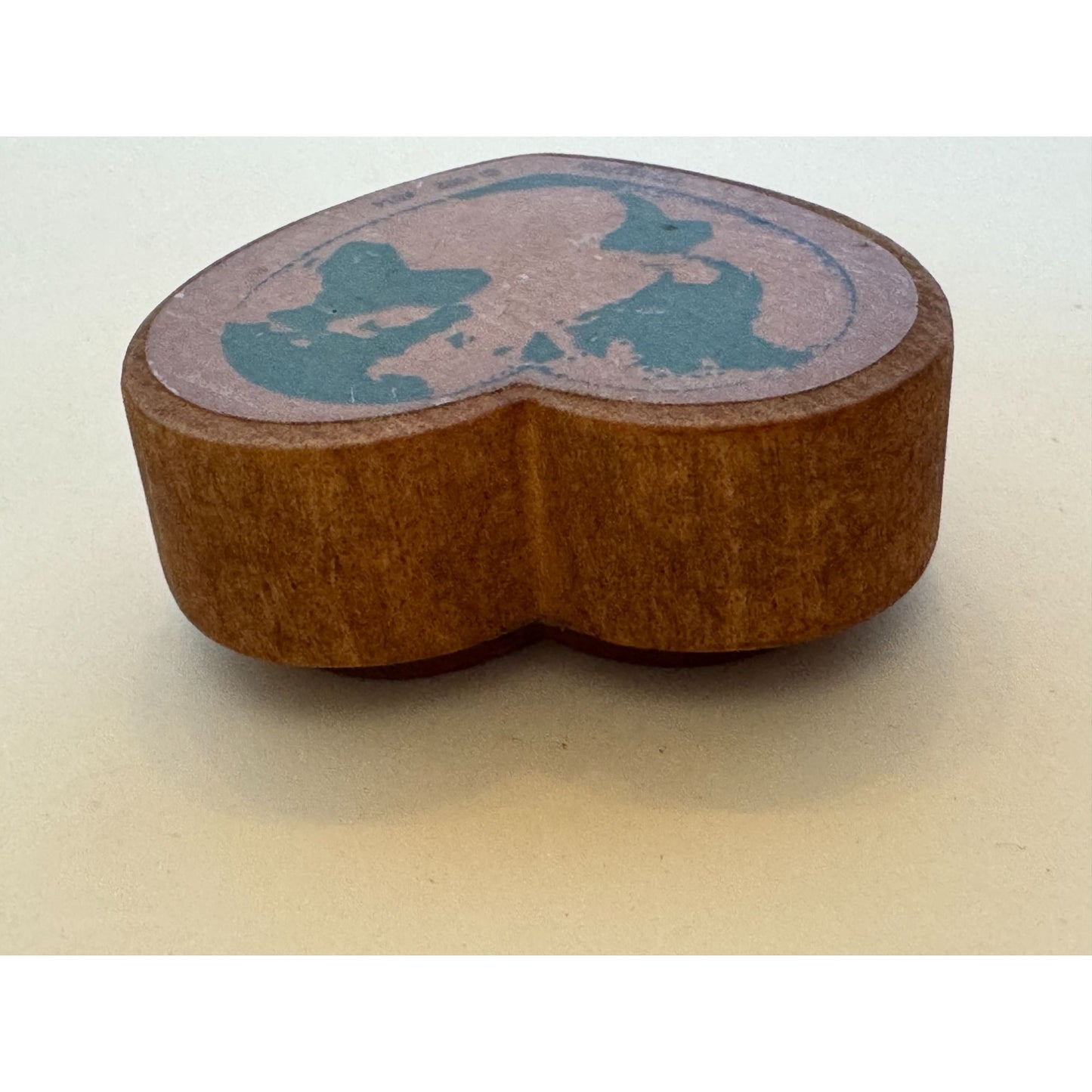 Co-Motion Wood Rubber Stamp Heart Shape World Map Globe Planet Earth Card Making