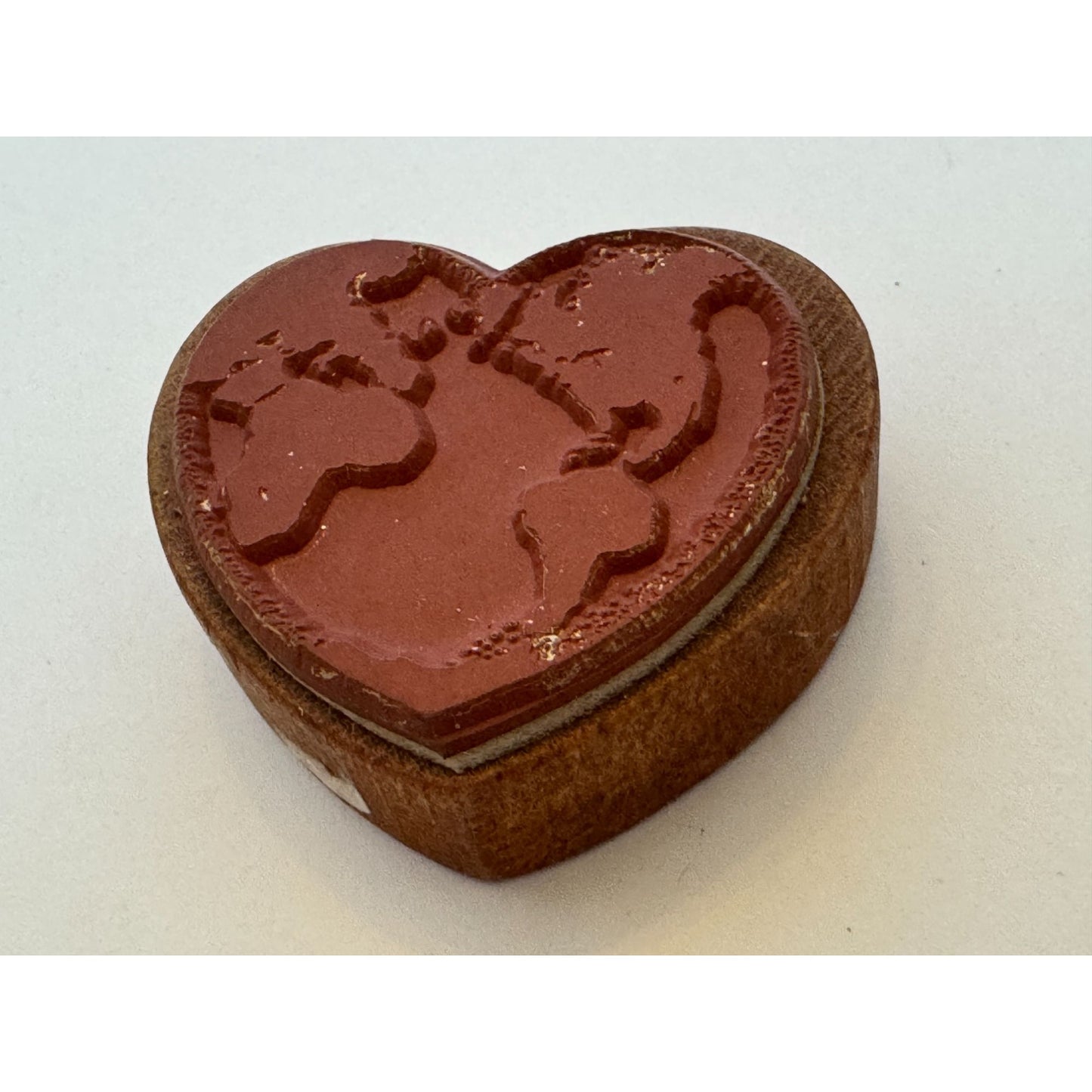 Co-Motion Wood Rubber Stamp Heart Shape World Map Globe Planet Earth Card Making