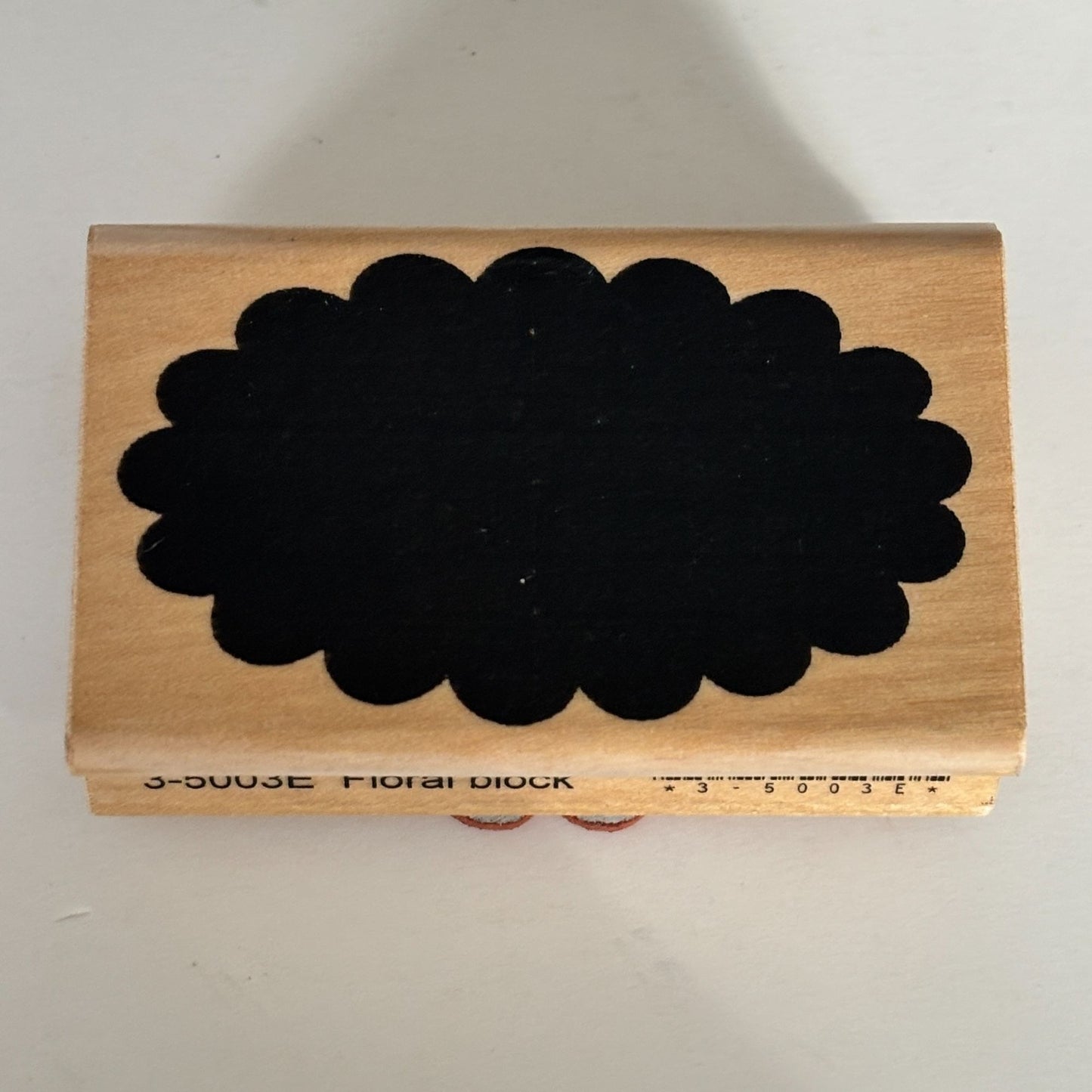 A Muse Artstamps Rubber Stamp Floral Block Scalloped Design Crafting Cardmaking Tool Wood Mounted