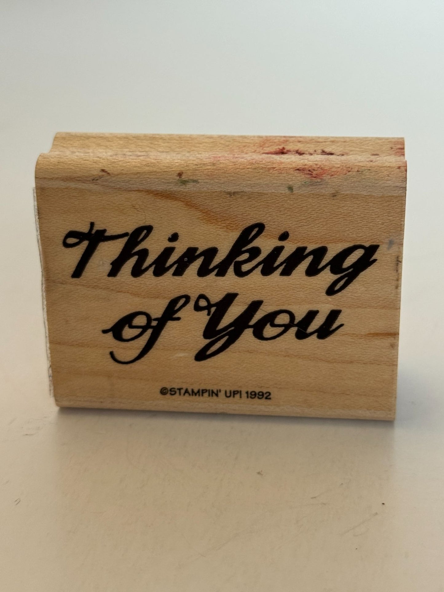 Stampin Up Rubber Stamp Thinking Of You Card Making Words Friendship Cursive Art