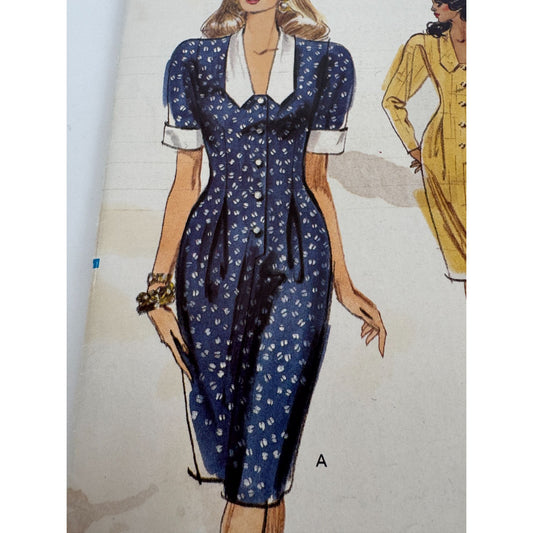 Vogue Sewing Pattern 7432 Work Dress 1980s Vintage Size 12 14 16 Very Easy Uncut