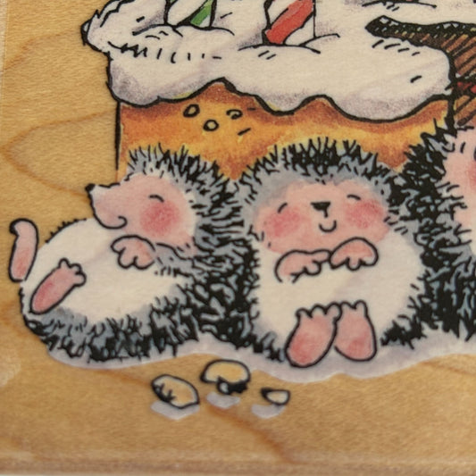 Penny Black Rubber Stamp Party Pooped Hedgehog Birthday Cake Card Making Funny