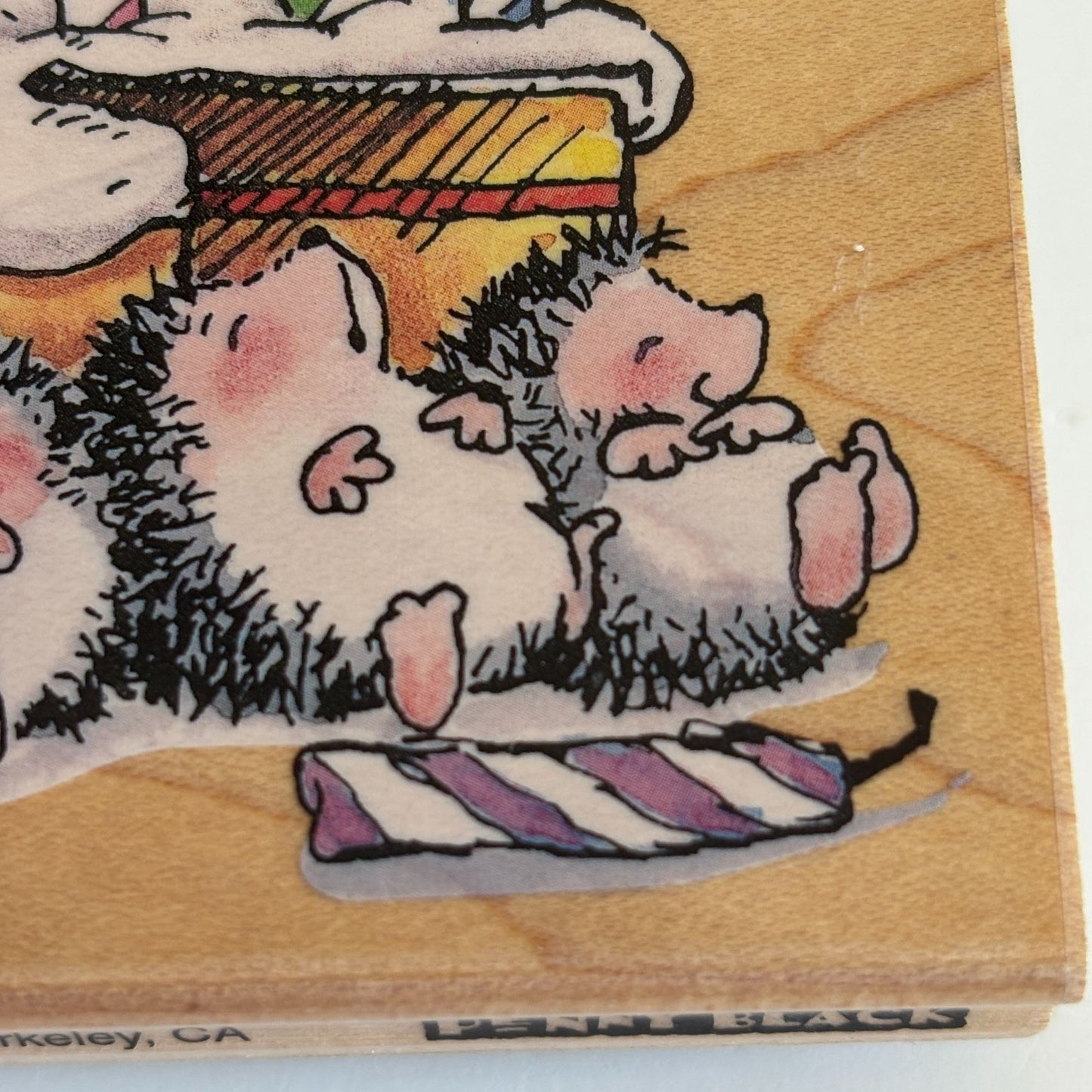 Penny Black Rubber Stamp Party Pooped Hedgehog Birthday Cake Card Making Funny