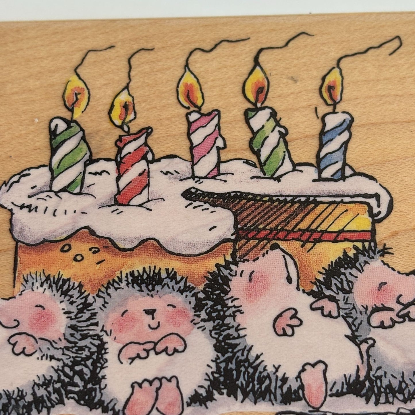 Penny Black Rubber Stamp Party Pooped Hedgehog Birthday Cake Card Making Funny