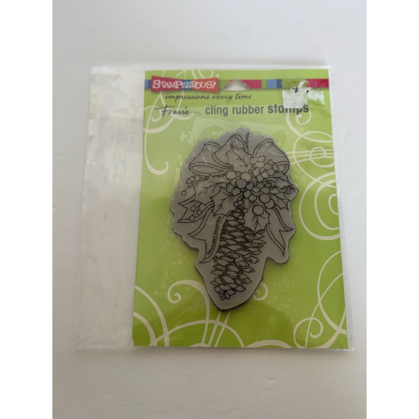 Stampendous Cling Rubber Stamp Christmas Pinecone and Holly Card Making Holidays