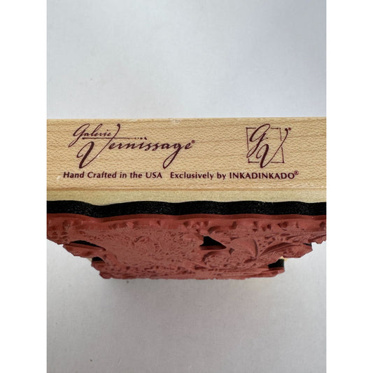 Inkadinkado Wood Rubber Stamp Japanese Geisha Scene Asian Women Umbrella Ornate