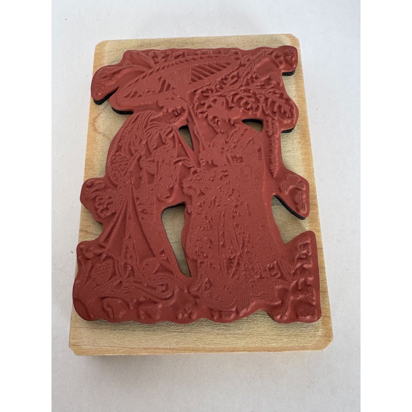 Inkadinkado Wood Rubber Stamp Japanese Geisha Scene Asian Women Umbrella Ornate