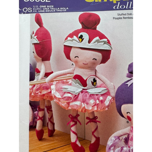 Simplicity Sewing Pattern S0632 Ballerina Dolls Plush Toys Stuffed Doll 22.5" UC
