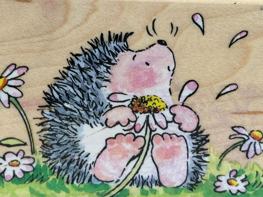 Penny Black Rubber Stamp Asking The Flowers Hedgehog Daisy Friendship Cardmaking
