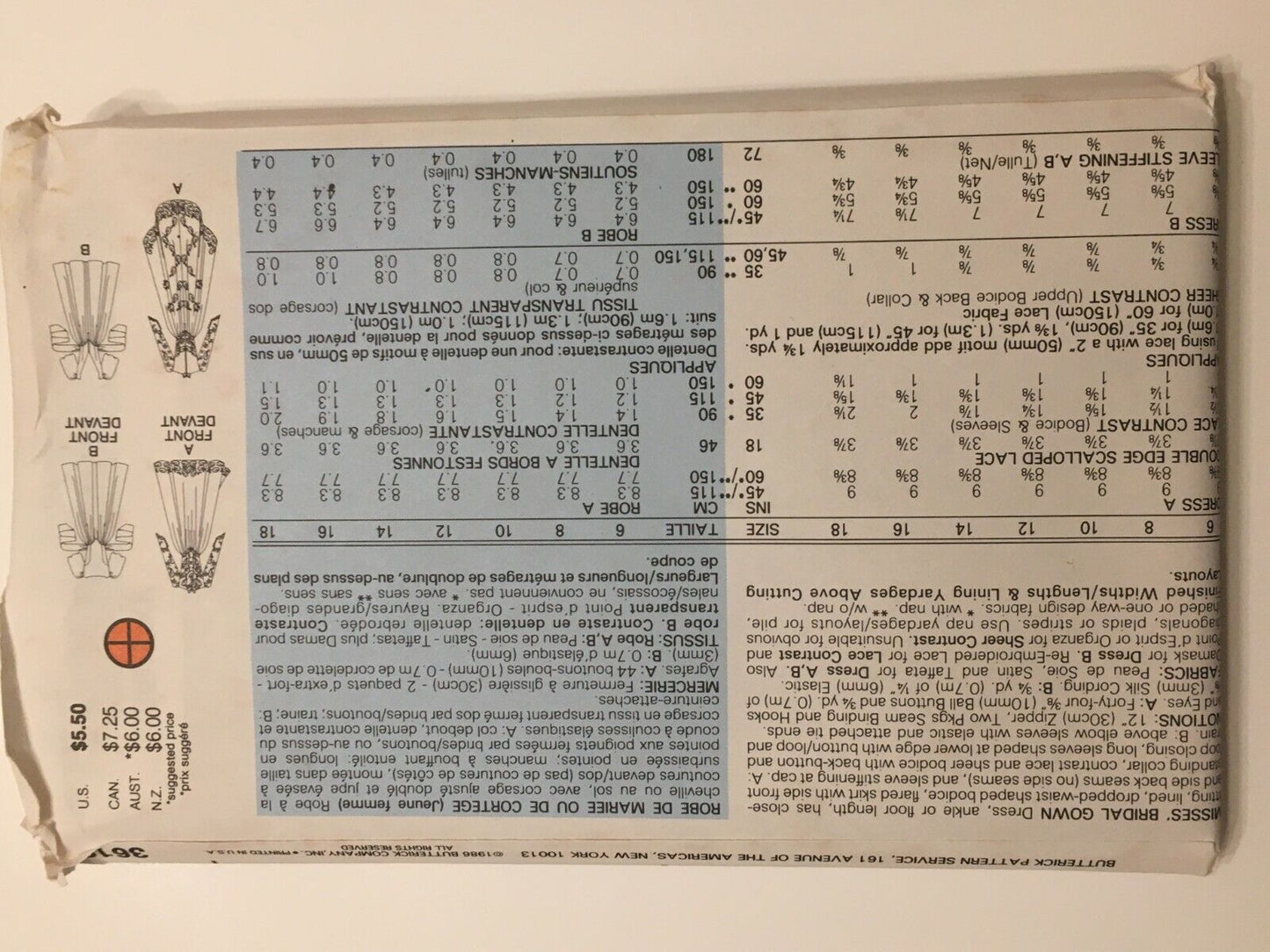 Butterick Sewing Pattern 3616 Wedding Gown Bridesmaid Dress Size 6 Uncut 1980s