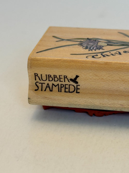 Rubber Stampede Rubber Stamp Chives Herb Garden Cooking Recipe Card Making Craft
