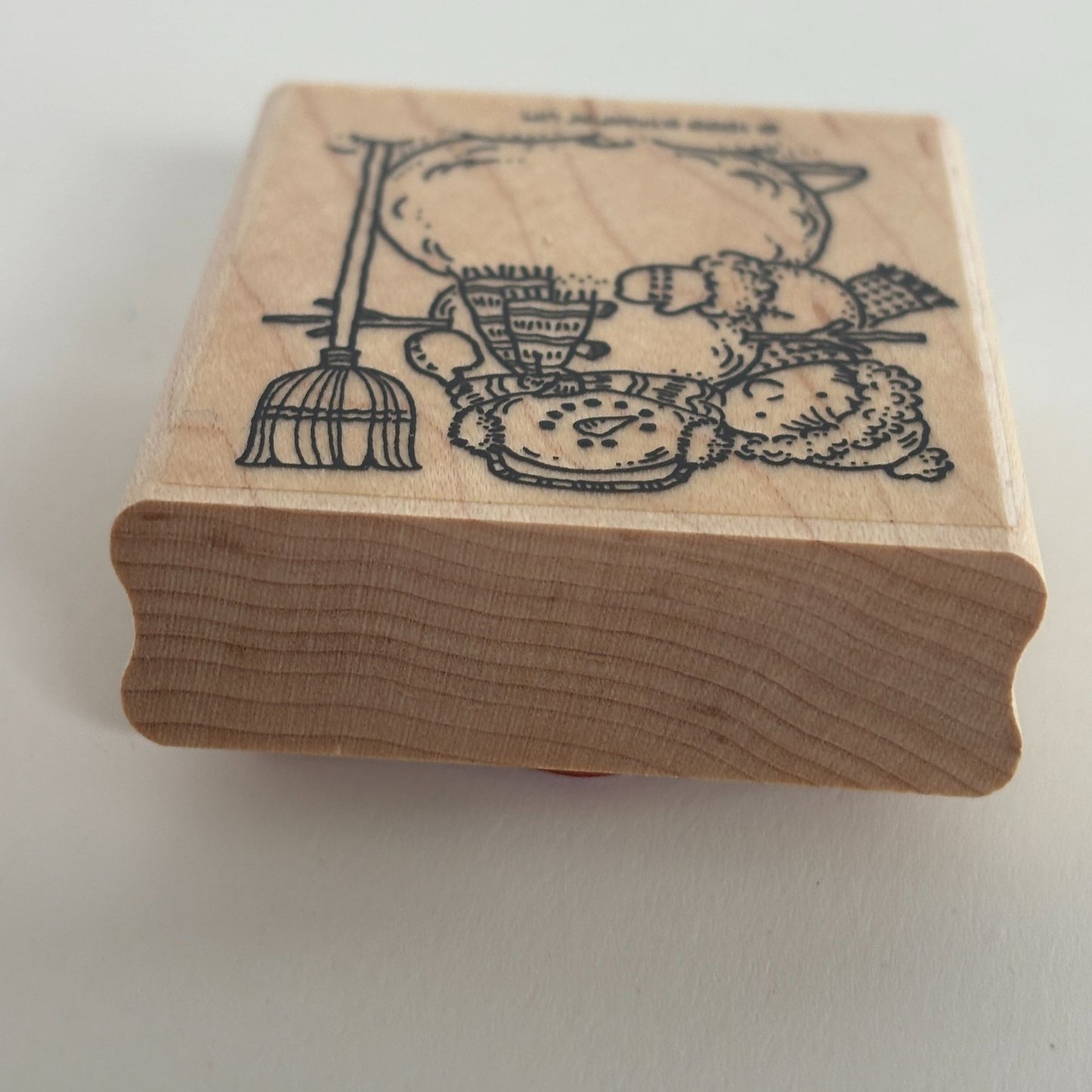Stampin Up Rubber Stamp Christmas Snowman Boy Broom Snow Holiday Card Making