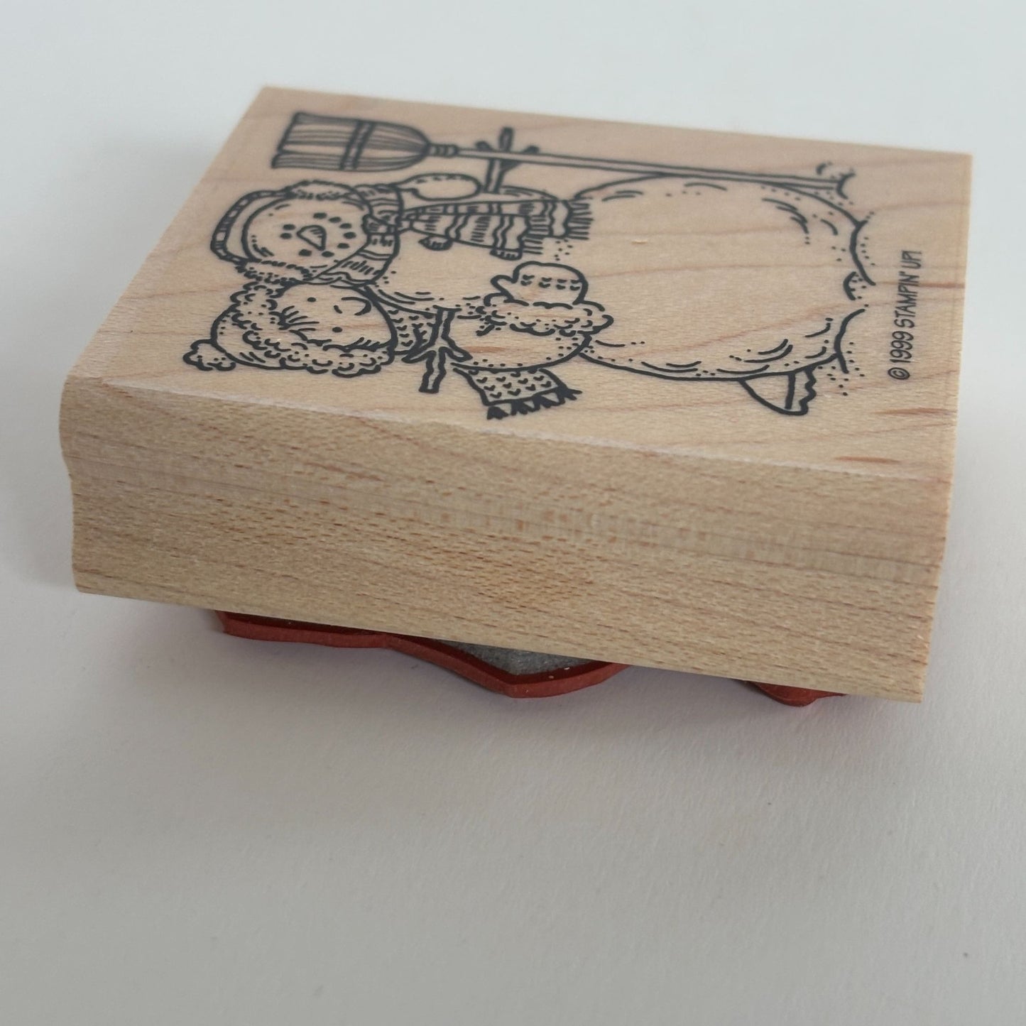 Stampin Up Rubber Stamp Christmas Snowman Boy Broom Snow Holiday Card Making
