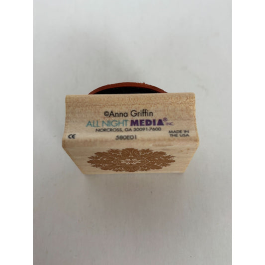 Anna Griffin Wooden Rubber Stamp Decorative Mandala Round Flower Card Making