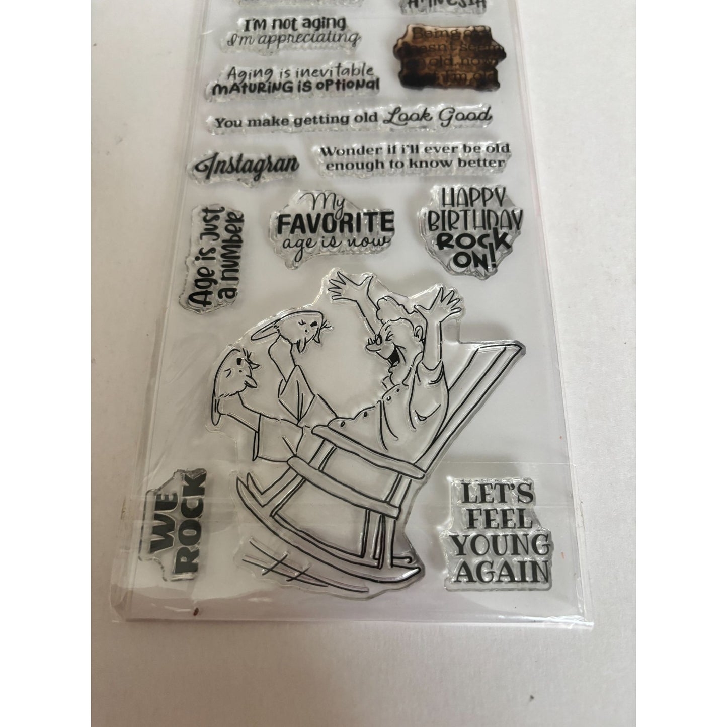 Art Impressions Clear Stamps Rock On Laugh Lines Funny Birthday Aging Humor Sarcasm