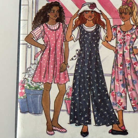 Butterick Sewing Pattern 6667 Girls Culotte Dress Jumpsuit Top 90s 7-10 Uncut Retro Y2K