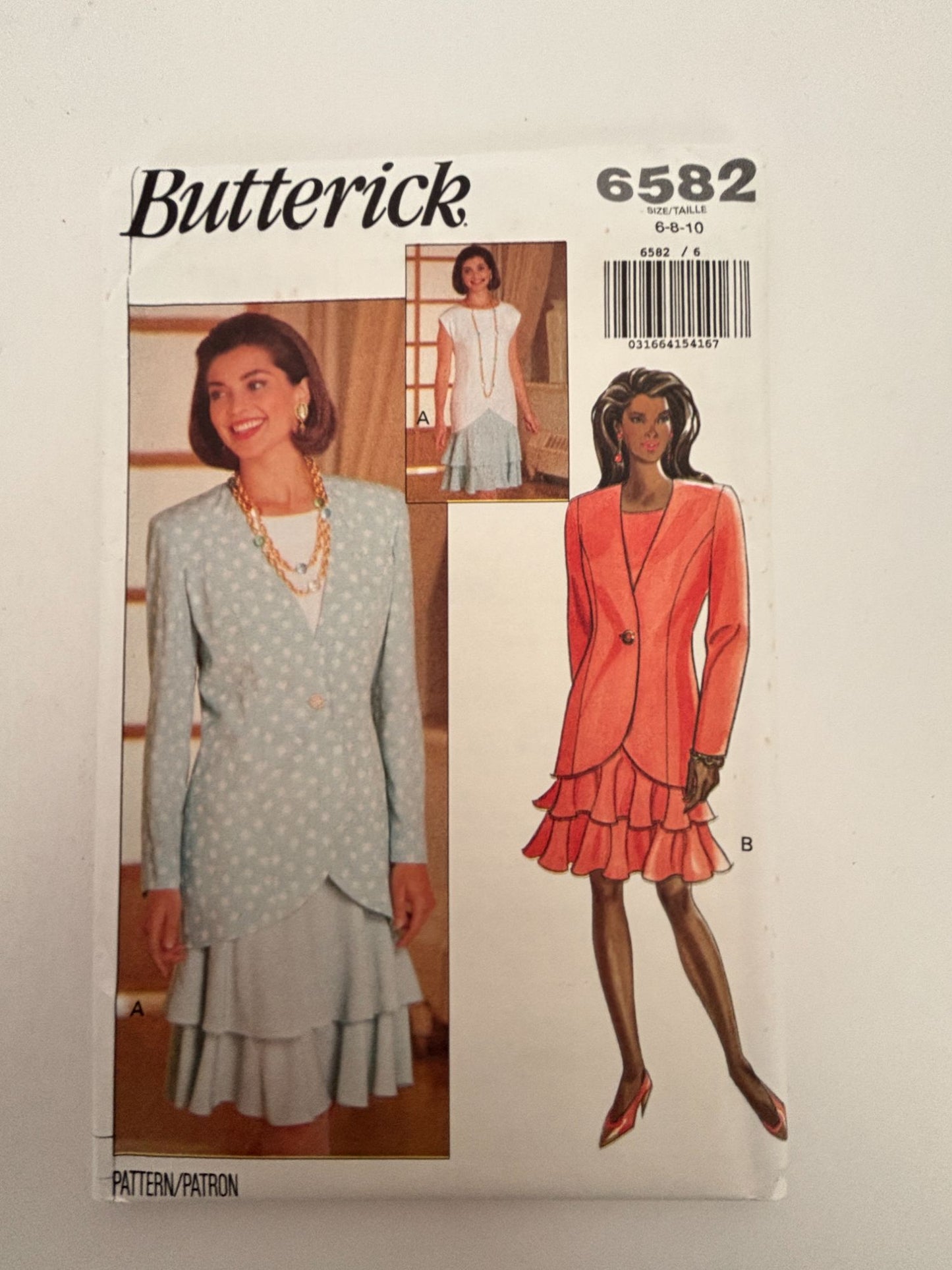 Butterick Sewing Pattern 6582 Jacket and Dress Blazer Suit Easy Work 6 8 10 UC