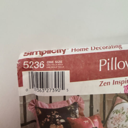 Simplicity Sewing Pattern 5236 Wrights Square Pillows Home Decorating Decor UC