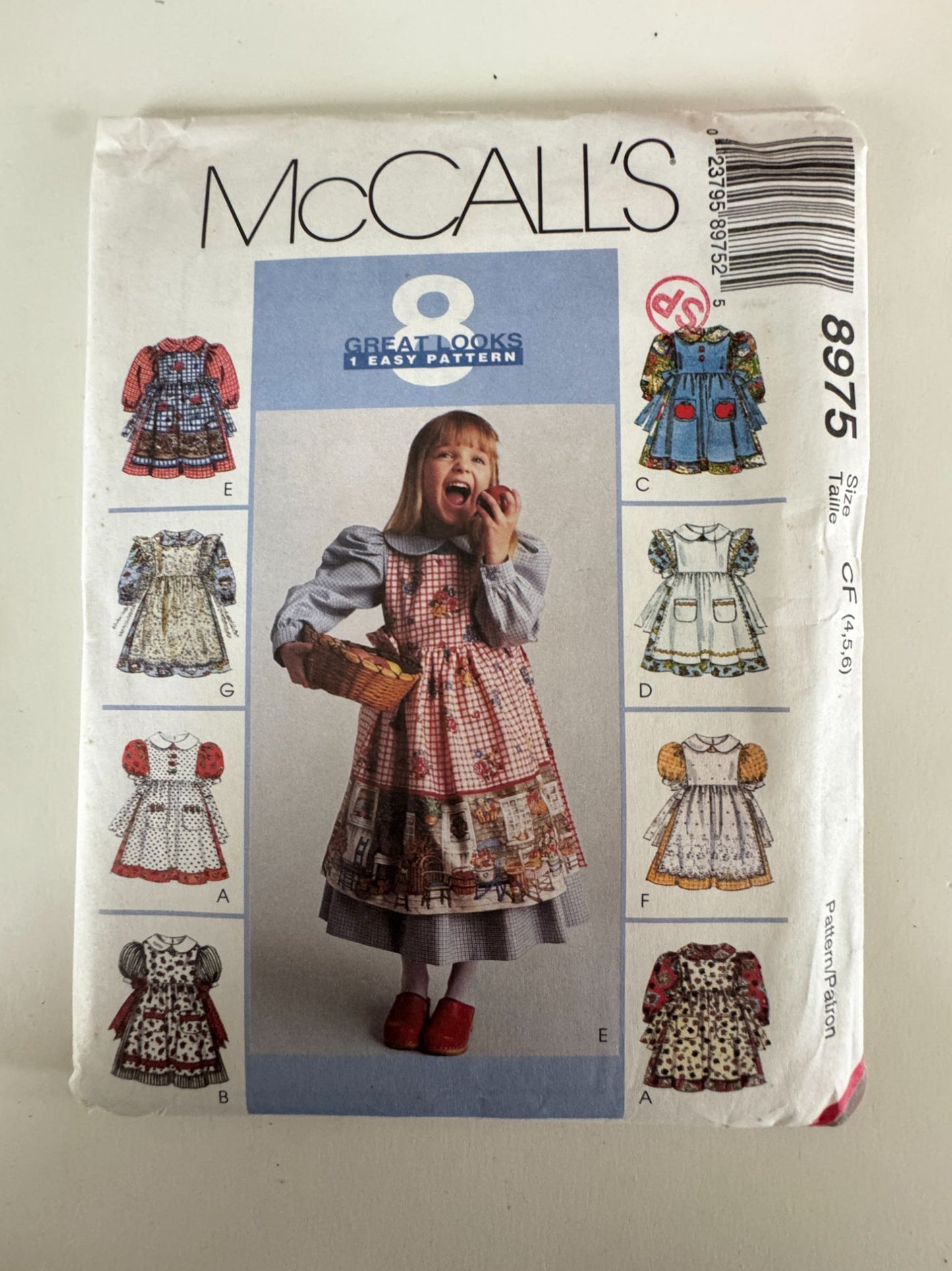 McCalls 8975 Sewing Pattern Girls Dress Pinafore Ruffles 1990s 8 Great Looks 4-6