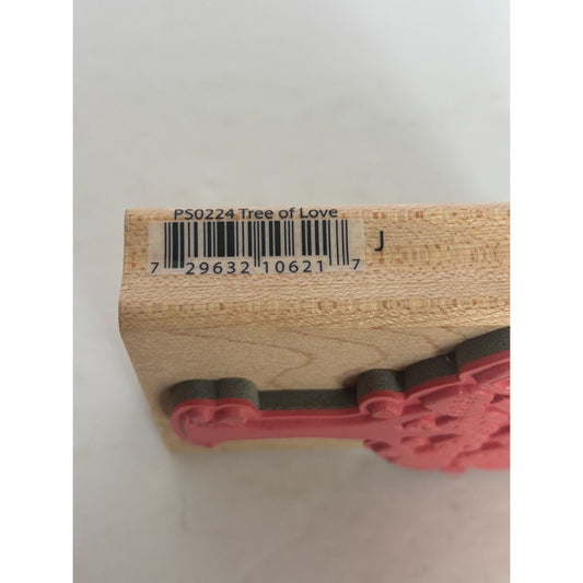 Hampton Art Wood Rubber Stamp Tree Of Love Heart Leaves Family Valentines Day