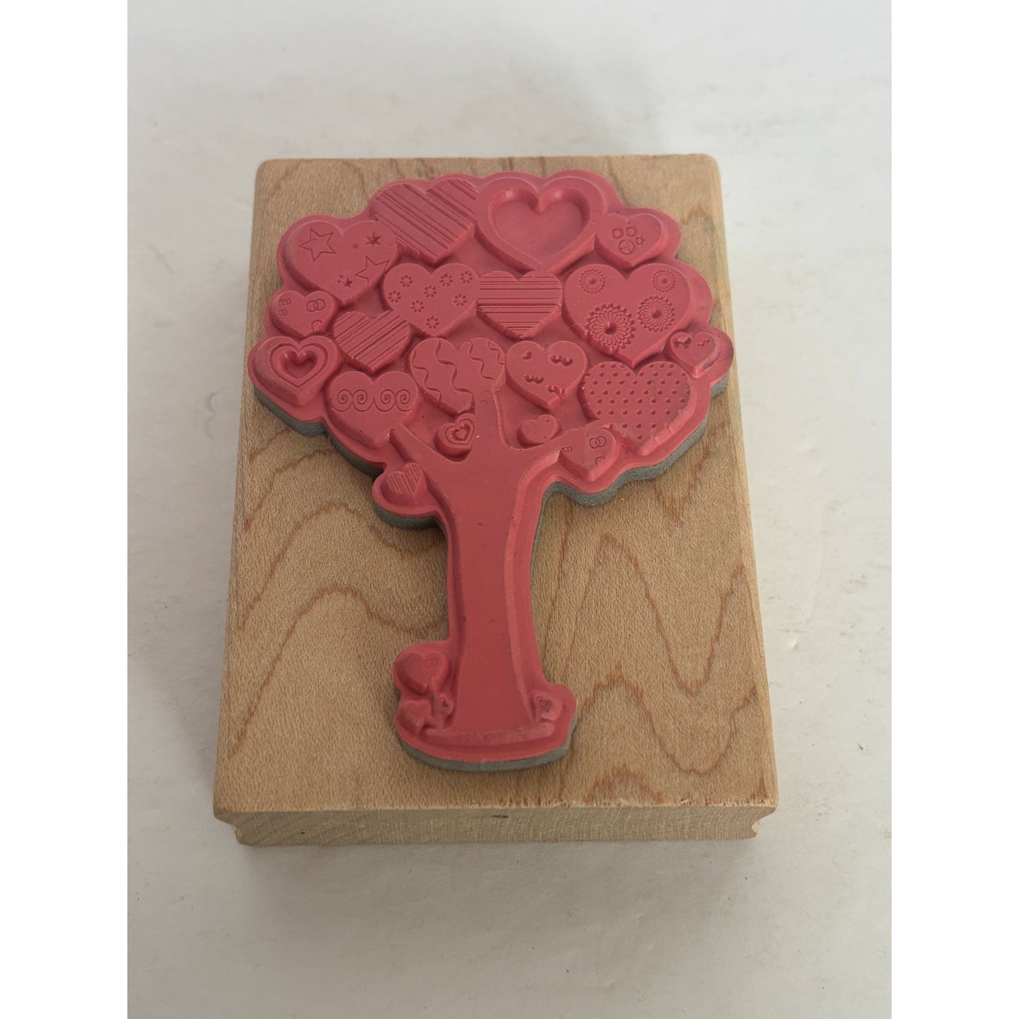Hampton Art Wood Rubber Stamp Tree Of Love Heart Leaves Family Valentines Day