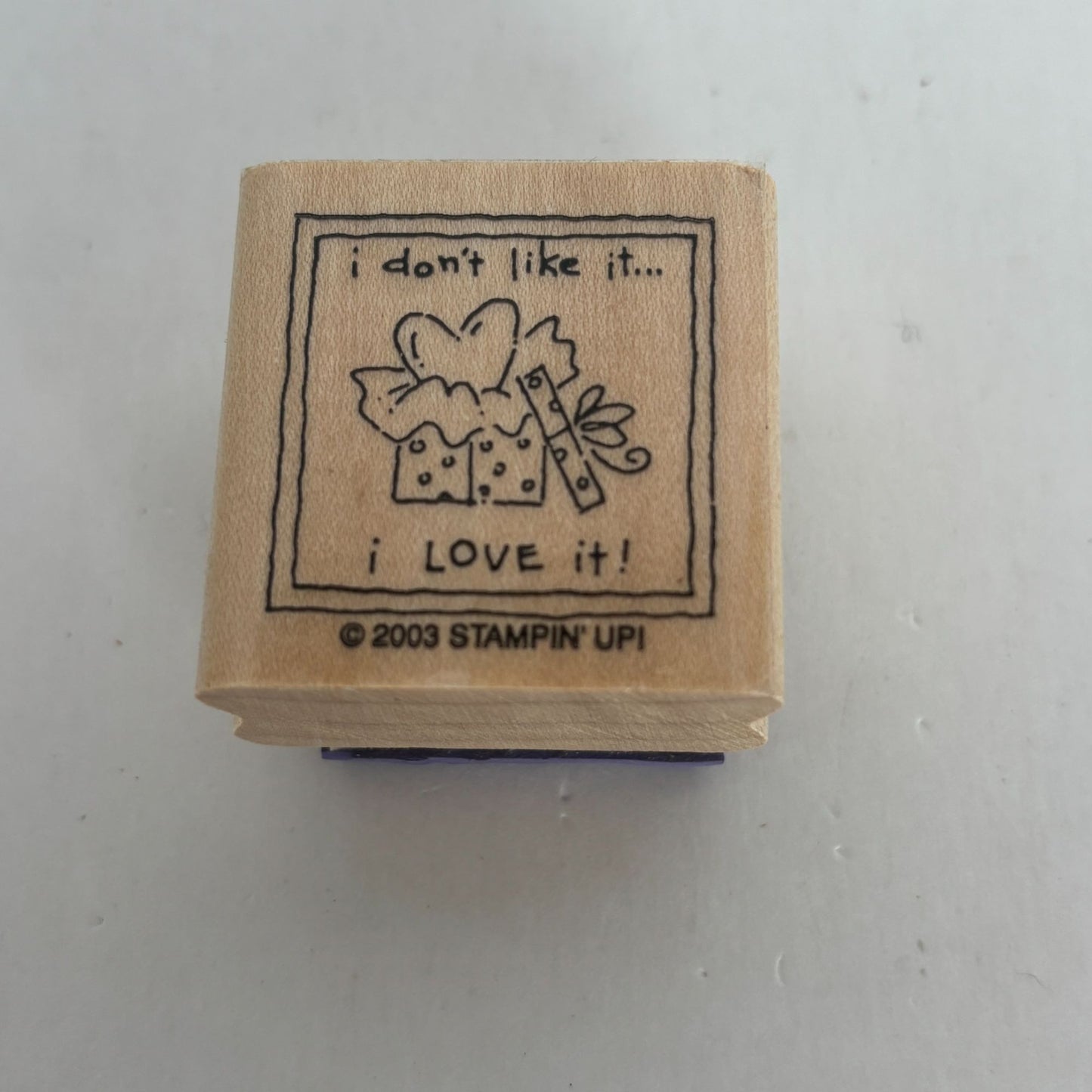 Stampin Up Wood Rubber Stamp I Love It Gift Tag Card Making Words Square Heart