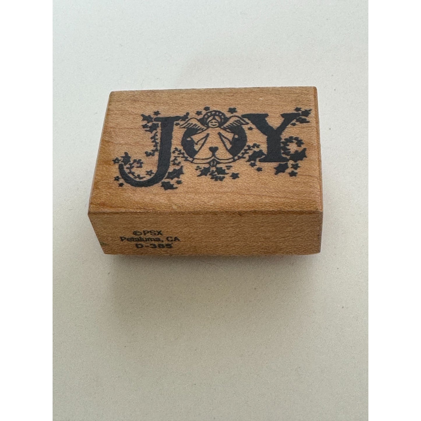 PSX Wood Rubber Stamp Joy Angel Christmas Card Greeting Sentiment Word D-385