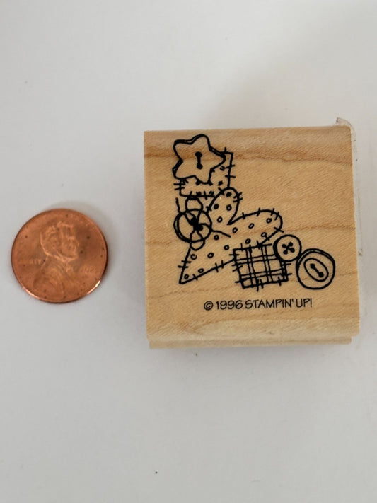 Stampin Up Rubber Stamp Corner Heart Button Fruit Country Flower Cardmaking Wood