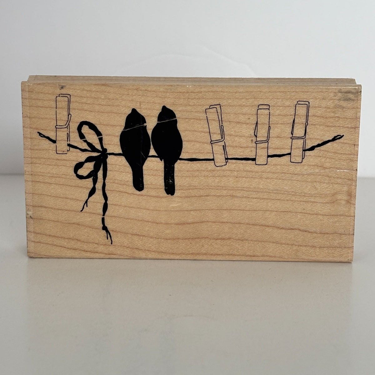 Impression Obsession Rubber Stamp Hang In There Love Birds Laundry Clothesline Clothespins Cardmaking