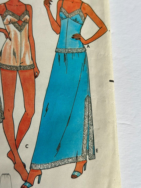 Butterick Sewing Pattern 6361 Lingerie Camisole Bodysuit Slip Vintage 8 1980s UC