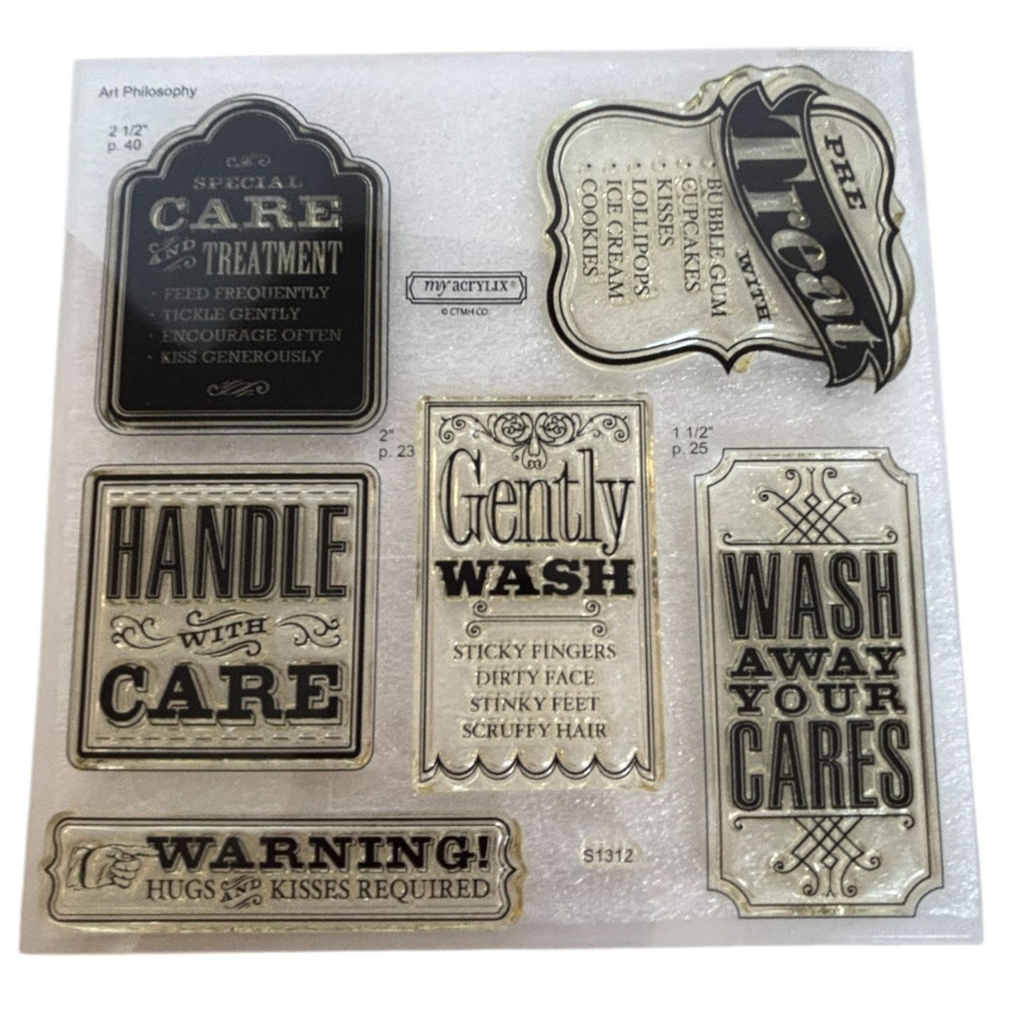 CTMH Acrylic Stamp Set Special Care Kid Memories Parenting Philosophy Art S1312