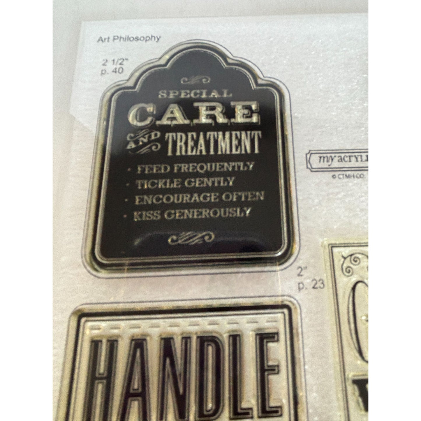 CTMH Acrylic Stamp Set Special Care Kid Memories Parenting Philosophy Art S1312