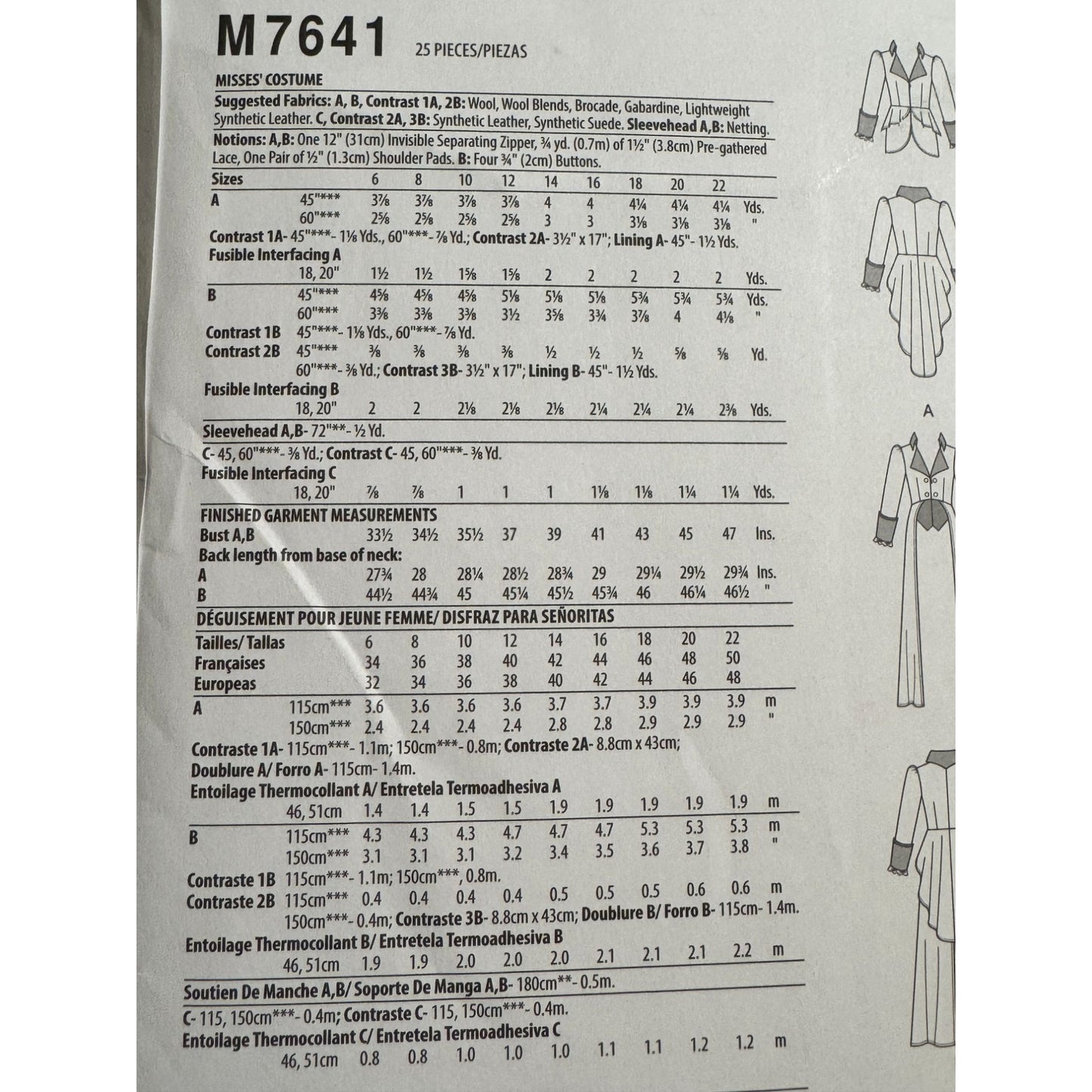 McCalls Sewing Pattern M7641 Costume Steampunk Overskirt Fantasy Size 14-22 UC