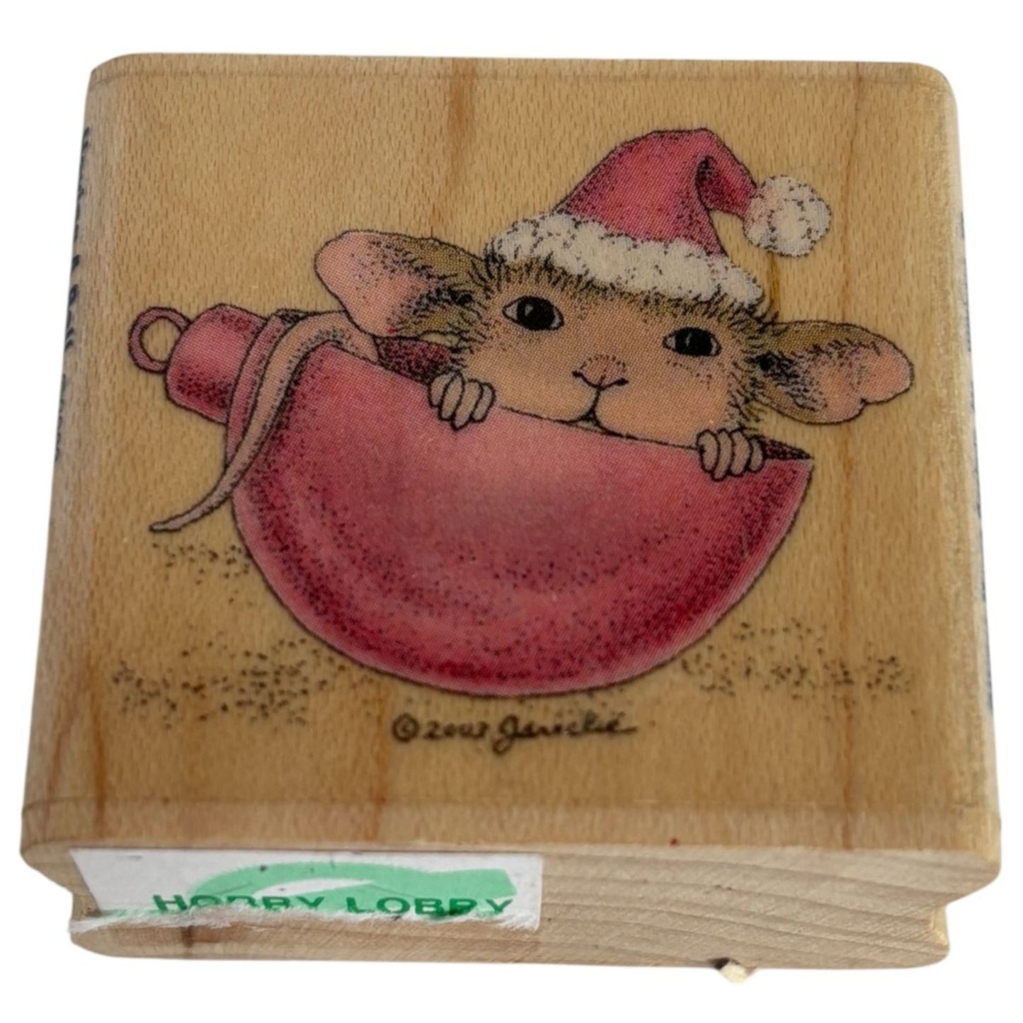 House Mouse Having a Ball Christmas Ornament Santa Hat Gift Card Card Making