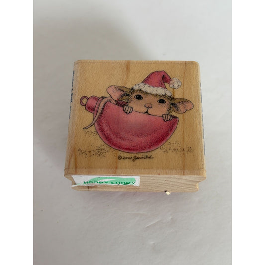 House Mouse Having a Ball Christmas Ornament Santa Hat Gift Card Card Making