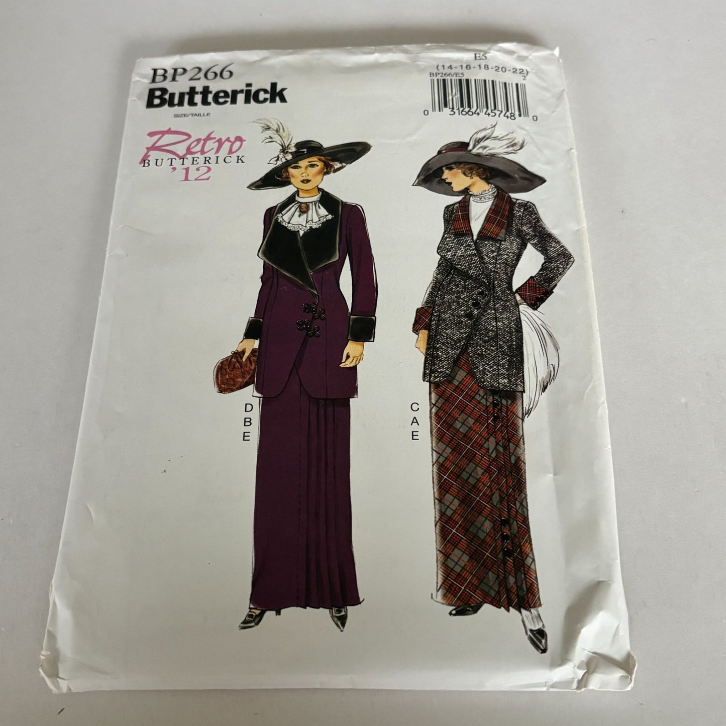 Butterick Sewing Pattern BP266 Edwardian Jacket Skirt Historical Costume 14-22 Uncut Retro 1912