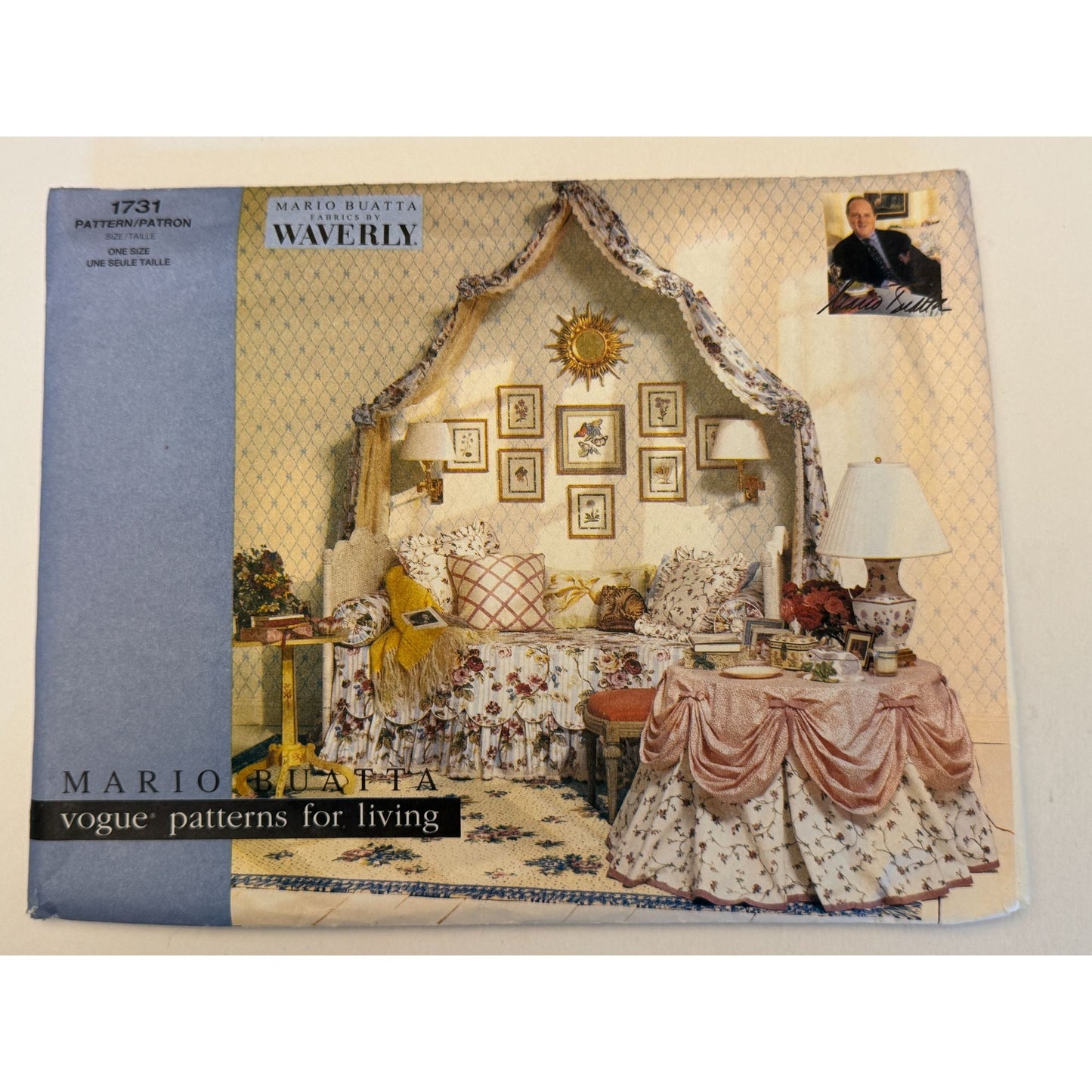 Vogue Sewing Pattern 1731 Bedroom Home Decor Mario Buatta Dust Ruffle Pillows Uncut