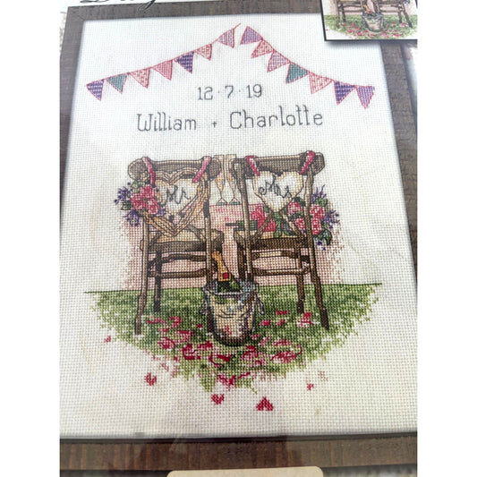 Design Works Counted Cross Stitch Picture Kit Wedding Chairs Marriage Gift Love