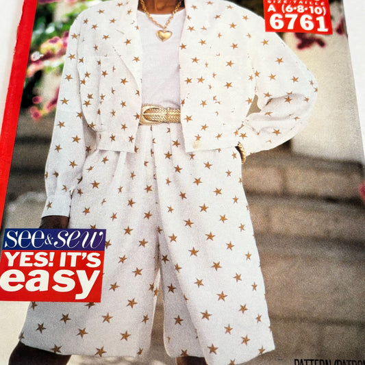 Butterick Sewing Pattern 6761 Misses Jacket Split Skirt Coastal Chic Easy 6-10 Uncut