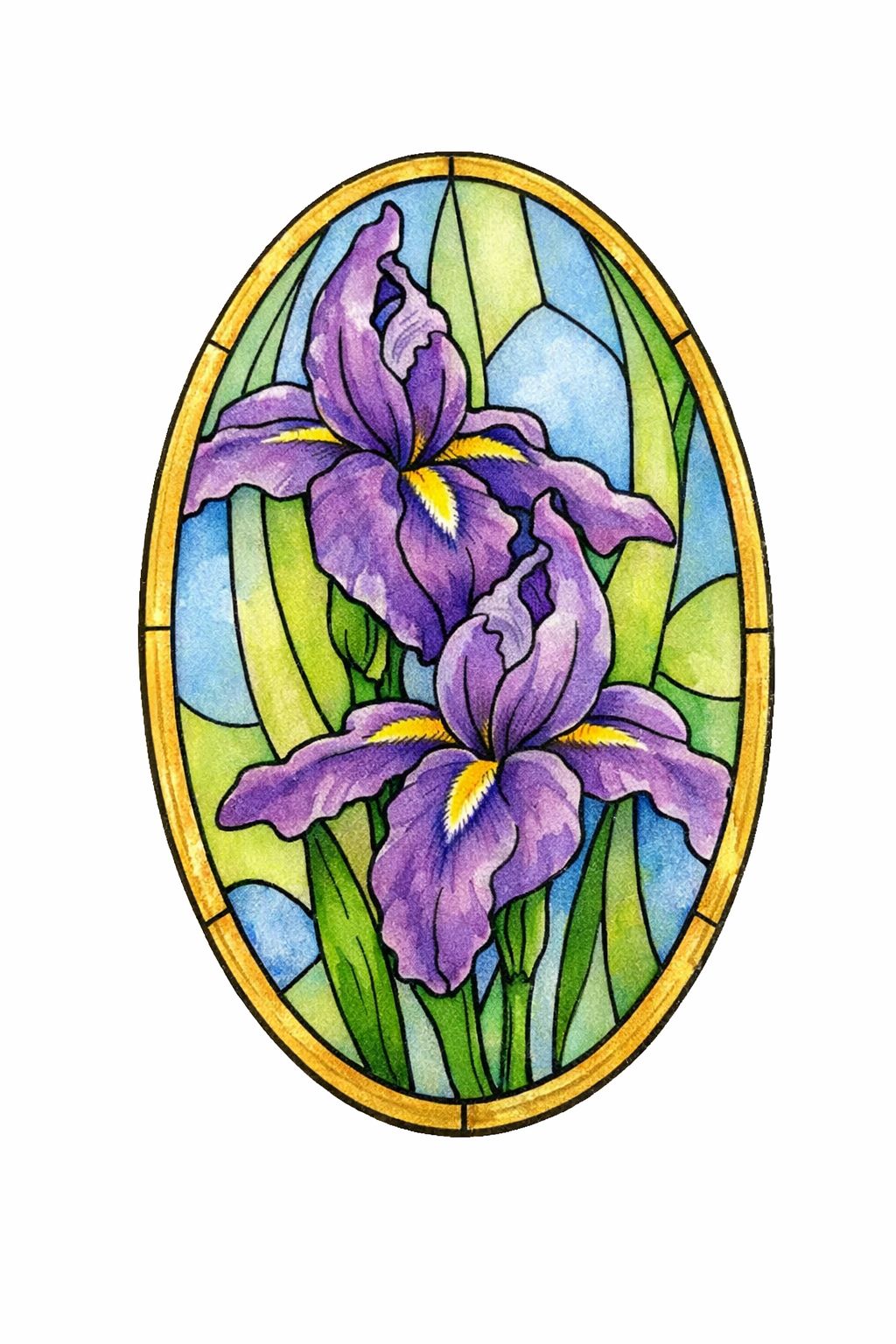 Anitas Rubber Stamp Stained Glass Window Iris Flowers Easter Sympathy Card Making Art Nouveau Church Religious